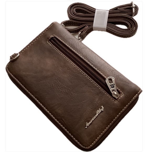 American Bling Crossbody Wallet & Phone Bag Aztec Rhinestone Stud Turquoise NWT - Picture 5 of 15